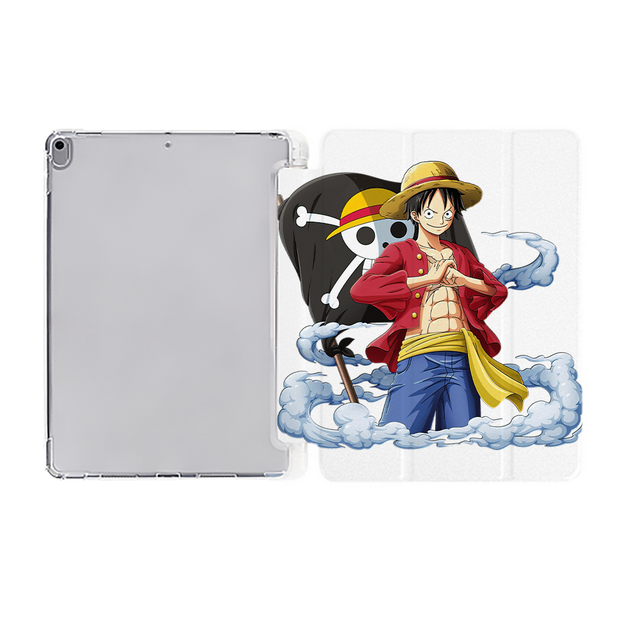 （画像用） ワンピース モンキー・D・ルフィ ONE PIECE Monkey D. Luffy IPad ケース ペン収納付き 三つ折りスタンド PUレザー×シリコン 対応機種9.5/10.5/10.9インチ